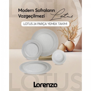 LORENZO - LOTUS YEMEK TAKIMI 24 PARÇA KREM KL:1
