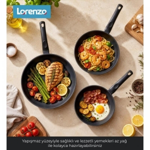 LORENZO - TİTANİUM 3'LÜ TAVA SETİ 20-24-28 CM KL:2