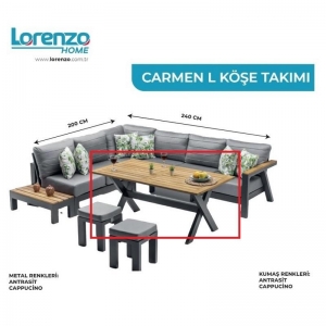 LORENZO HOME LOTUS 80*140 CM H:70 MASA ANTRASİT