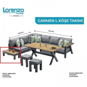 LORENZO HOME CARMEN 35*75 CM H: 35 KÖŞE SEHPA ANTRASİT