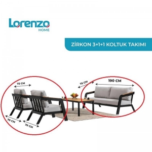 LORENZO HOME ZİRKON 3+1+1 KOLTUK TAKIMI ( EĞİMLİ KOL ) CAPPUCİNO