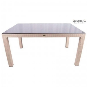 MANDELLA - 90X150 ELİT RATTAN MASA  (CAMLI) - ORJİNAL