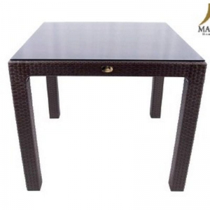 MANDELLA - 90X90 ELİT RATTAN MASA  (CAMLI) - ORJİNAL
