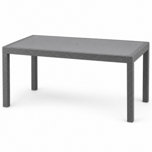 MANDELLA - 90X150 SHOW RATTAN MASA  (CAMSIZ) - EKO GRİ