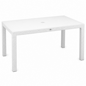 MANDELLA - 70X120 ZEUGMA RATTAN MASA PLASTİK AYAK  - EKO BEYAZ