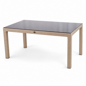 MANDELLA - 90X150 ELİT RATTAN MASA  (CAMLI) - ORJİNAL