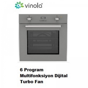 VİNOLA 6 PRG MULTİFONKSİYON DİJİTAL ANKASTRE FIRIN GRİ