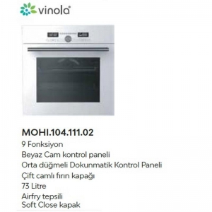 VİNOLA MULTİFONKSİYON 73LT DİJİTAL ANKASTRE FIRIN BEYAZ