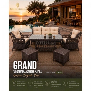 GRAND 3'LÜ OTURMA GRUBU PUFLU GRİ