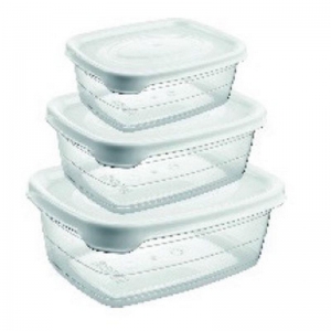 ALACA - 3'LÜ TRENDY DİKDÖRTGEN SAKLAMA 0,6-1,2-2 LT