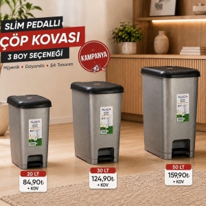 ALACA - 20 LT PEDALLI SLİM ÇÖP KOVASI ANTRASİT KL:12  / 1 PALET 21 KOLİ
