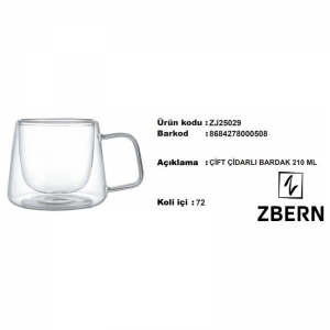 ZBERN ÇİFT ÇİDARLI BARDAK 210 ML KL:72